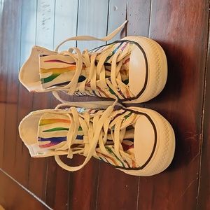 Rainbow zebra print Converse Chuck Taylor's size 4Y